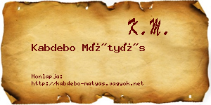 Kabdebo Mátyás névjegykártya